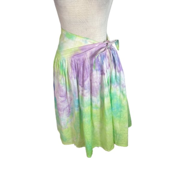 Pacific Dreams Dresses & Skirts - Pacific Dreams Tie Dye Wrap Skirt Sarong Purple Green Yellow M / L